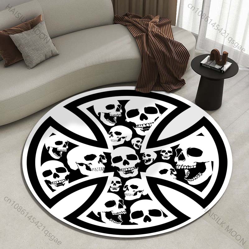 Commercial Printing And Design - Kreatives Totenkopf- und Kreuzmuster-Design, bedruckter runder