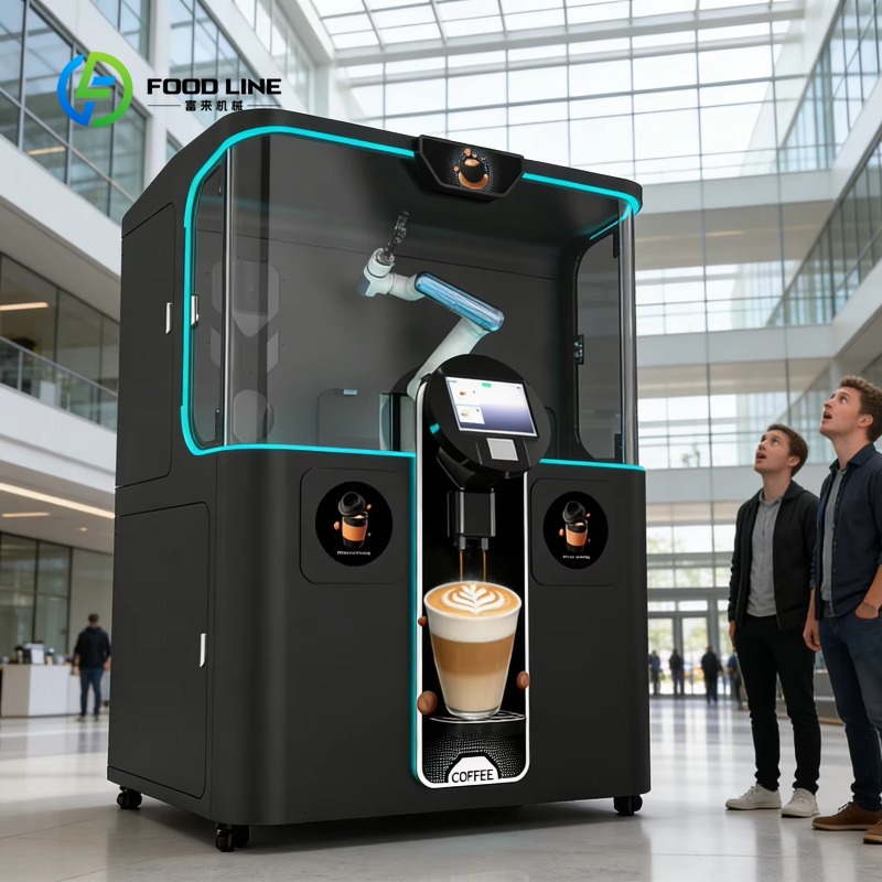 Commercial Printing Images - Maßgefertigter Kommerzieller Roboter-Kaffeeautomat, Bildaufdruck, Doppelbehälter, Integrierte