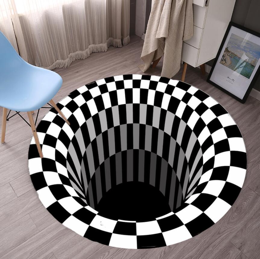 Commercial Fabric Printing - Geometrische Schlafzimmerteppiche Schwarz Weiß Gitterdruck 3D