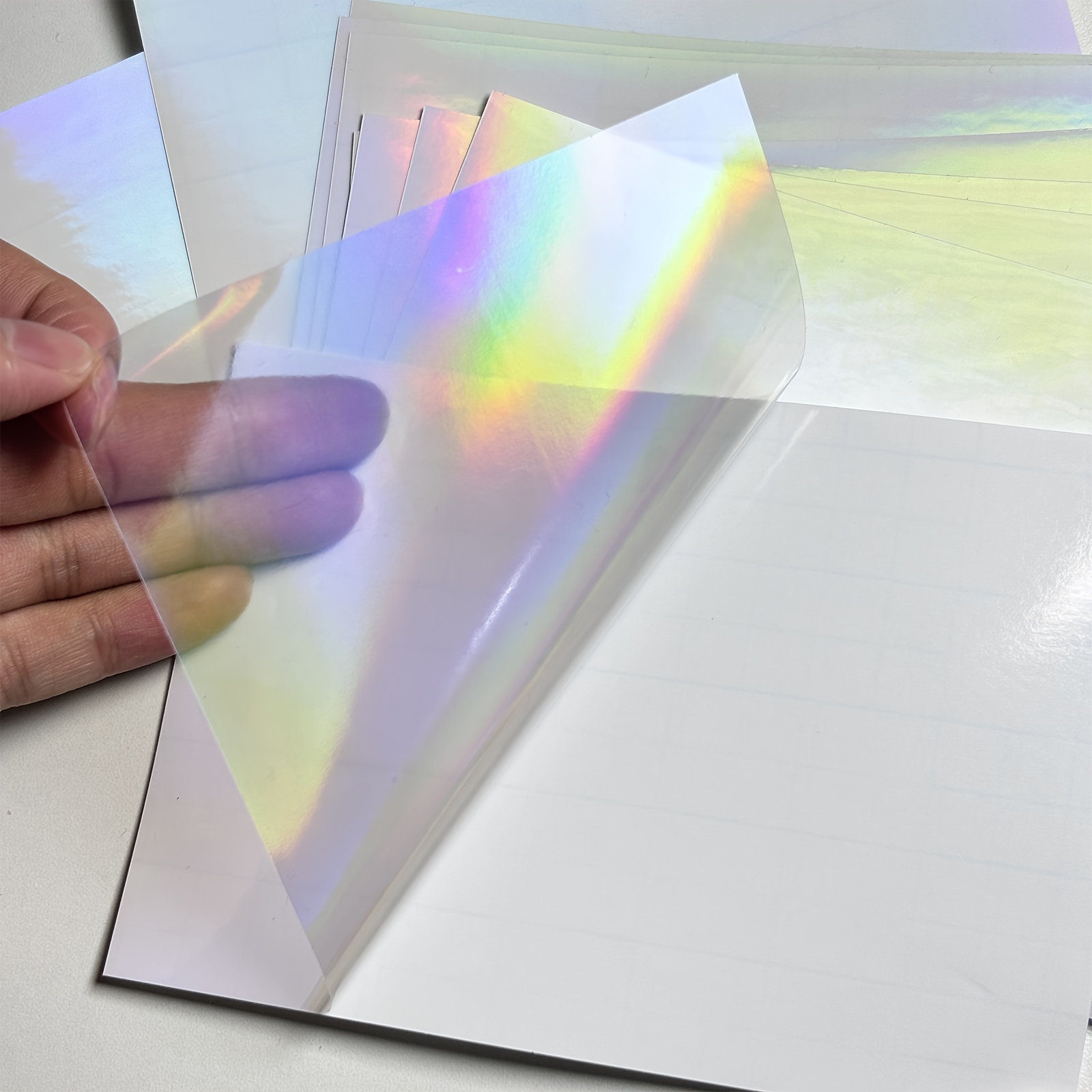 Laminator Cold Roll - 50 Blatt holografische Regenbogen-Kaltlaminierungsfolie im A6-Format,